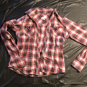 dELia*s - Black and red plaid button down